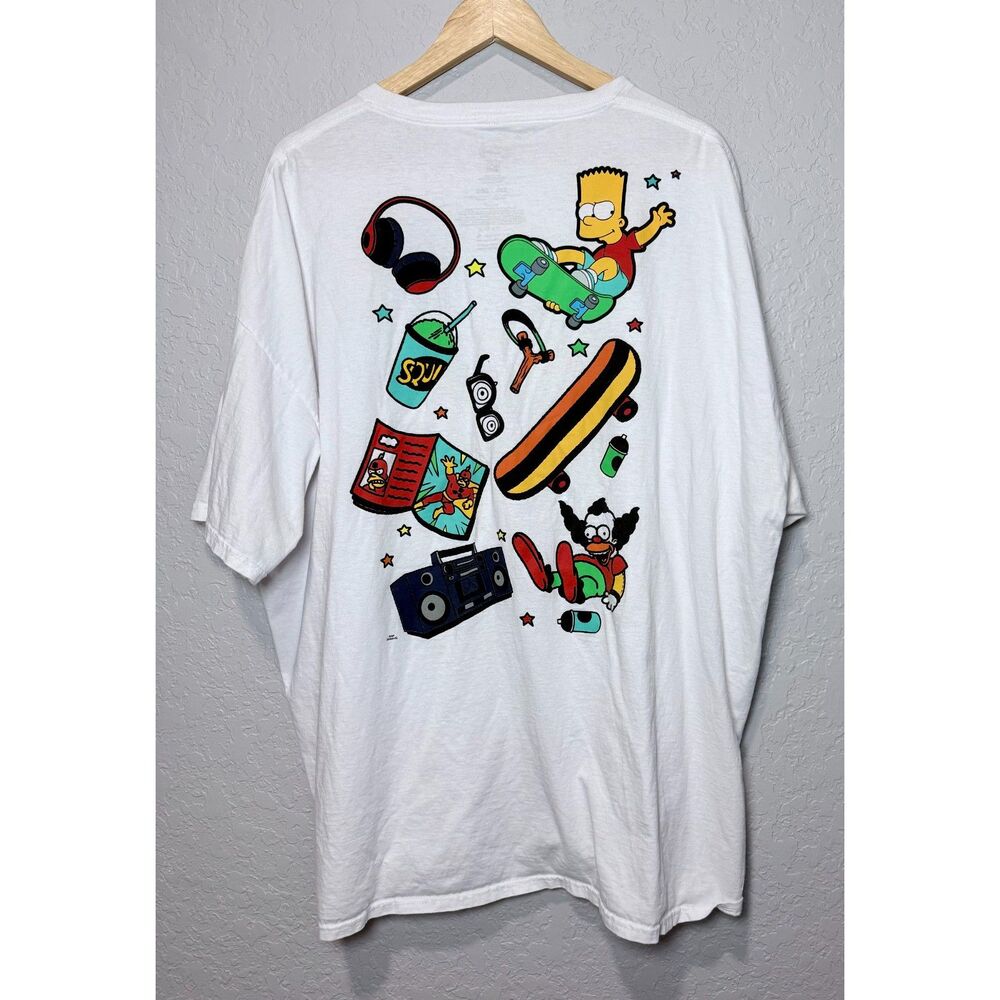 The Simpsons Graphic T-Shirt Large Backprint Bart Krusty Squishee Skateboard